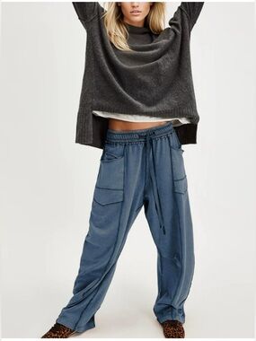 Lentta Womens Baggy Barrel Wide Leg Drawstring Sweatpants- XL